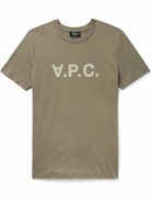 A.P.C. - Logo-Flocked Cotton-Jersey T-Shirt - Green