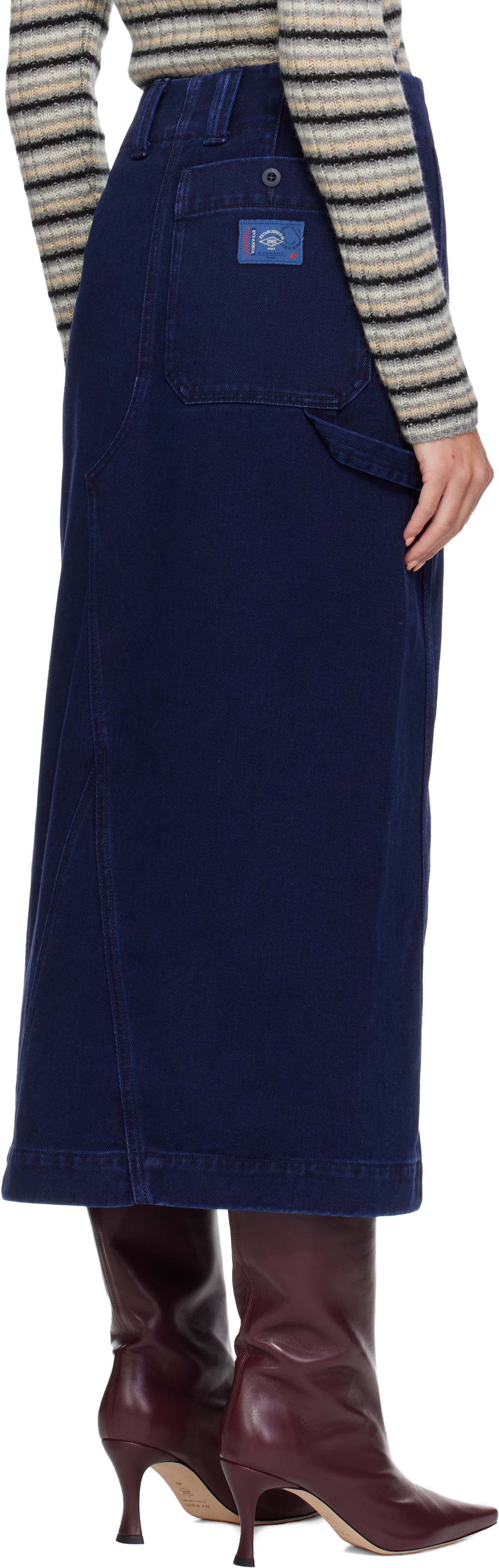 Weekend Max Mara Navy Valika Denim Maxi Skirt