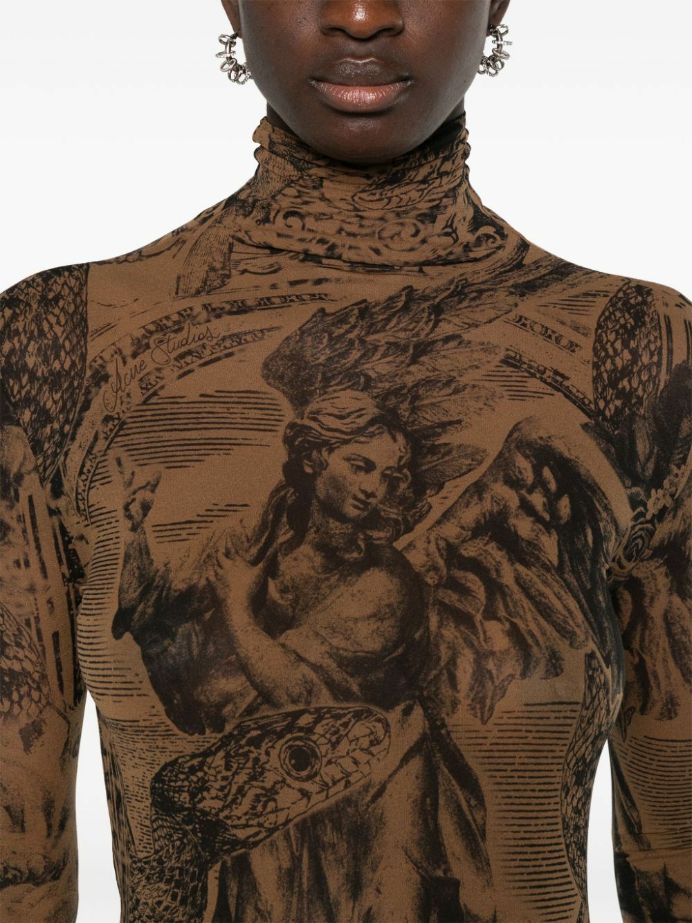 Acne Studios Brown Graphic-Print Seamless Top Acne Studios