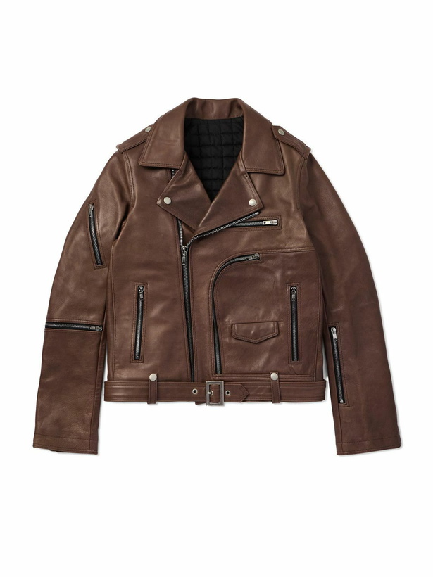 Photo: Rick Owens - Bauhaus Stooges Slim-Fit Leather Biker Jacket - Brown