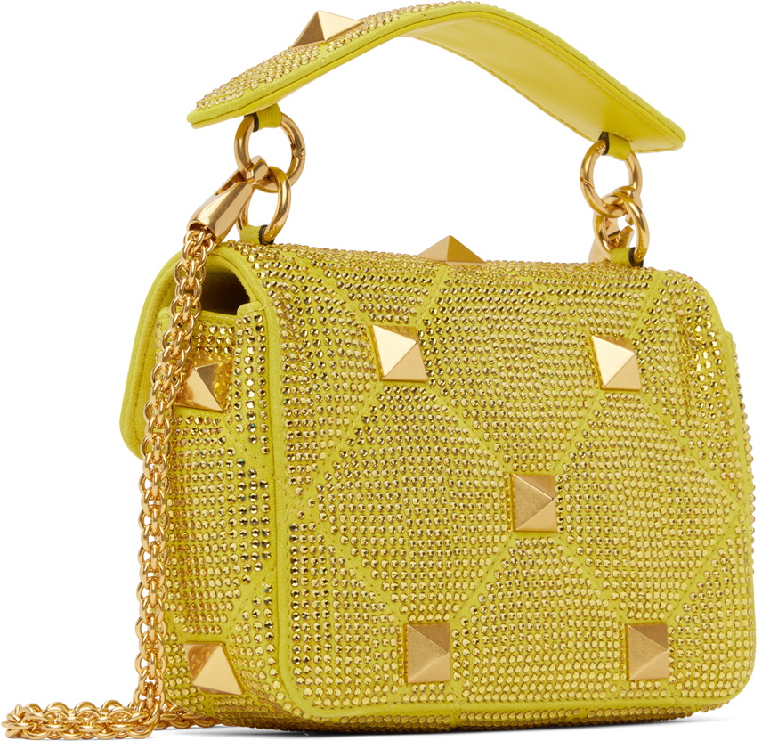 Valentino Garavani Roman Stud Mini Metallic Crystal Top-Handle Bag