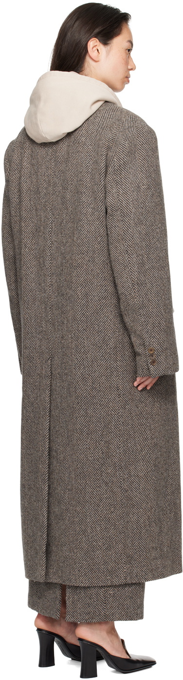 AURALEE Brown Lama Shetland Wool Tweed Chesterfield Coat Auralee