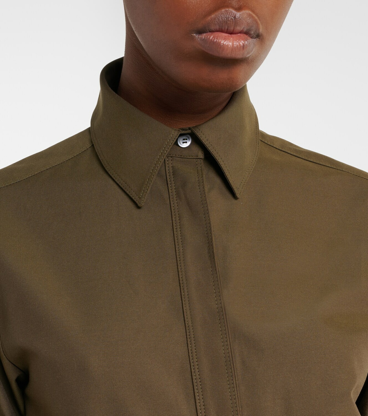 Loewe Belted pleated cotton-blend shirt dress