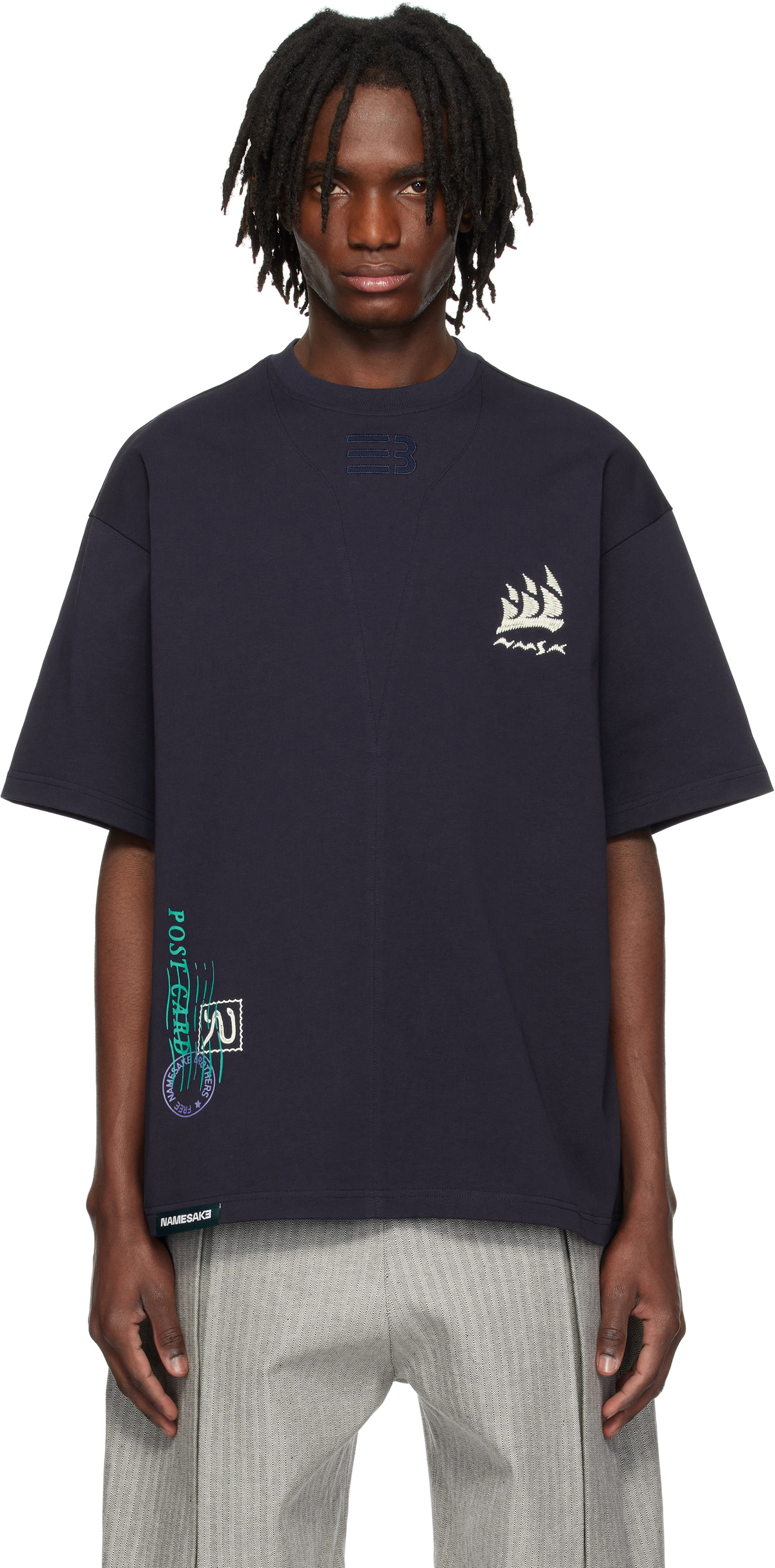 NAMESAKE Navy Sava Oversized Sail T-shirt