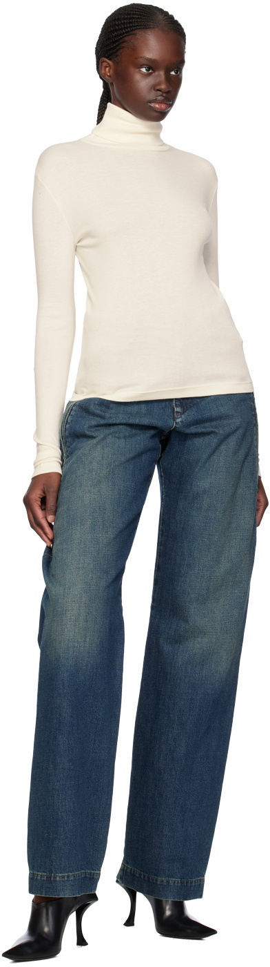 Helmut Lang Off-White Rib Turtleneck