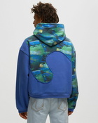 Erl Printed Swirl Fleece Hoodie Knit Blue - Mens - Hoodies