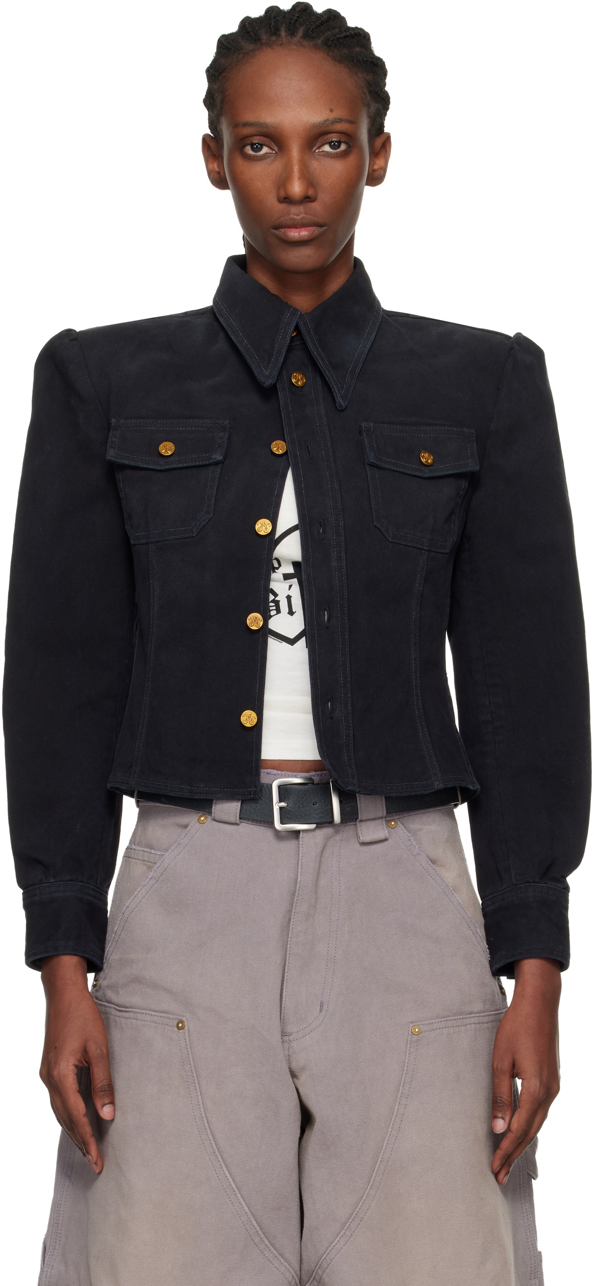 WILLY CHAVARRIA Black Denim Chavela L/S Shirt