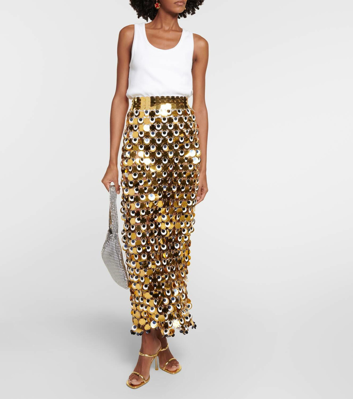 Rabanne Embellished jersey maxi skirt Paco Rabanne