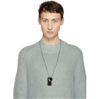 Jil Sander Black and Silver Brass Horn Multi Tag Necklace