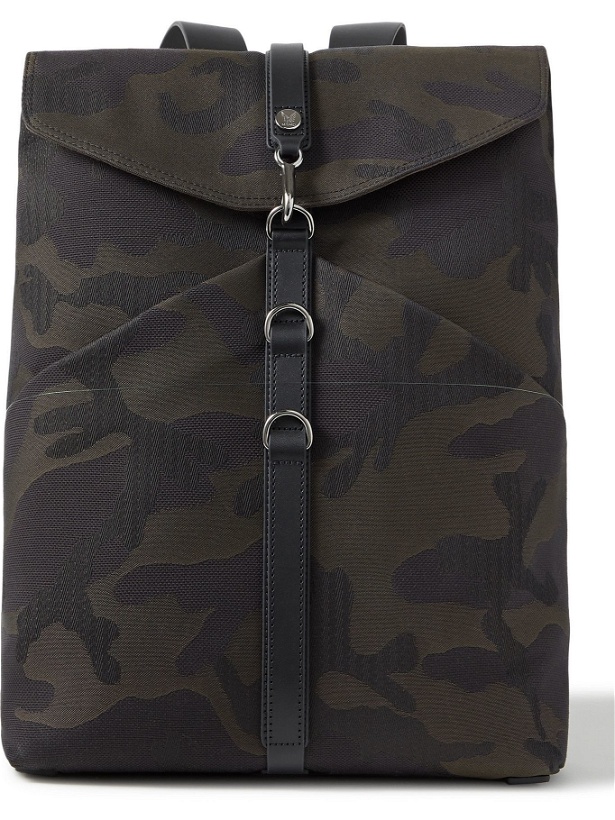 Photo: MISMO - Leather-Trimmed Camouflage-Jacquard Canvas Backpack