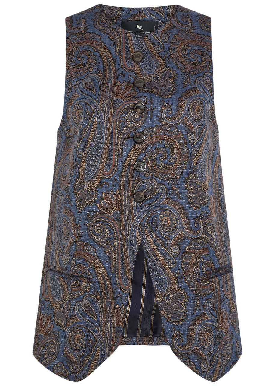 Etro Paisley-jacquard Woven Vest Multicoloured