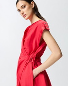 Pinko Poplin Dress With Crisscross Salsa Red