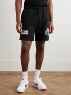 Cherry Los Angeles - Straight-Leg Appliquéd Cotton-Jersey Drawstring Shorts - Black