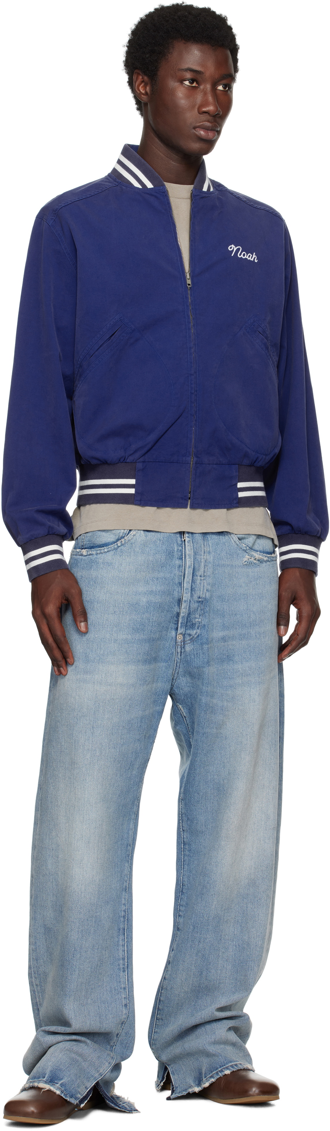 Noah Blue Cotton Varsity Jacket