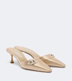 Manolo Blahnik Embellished satin mules