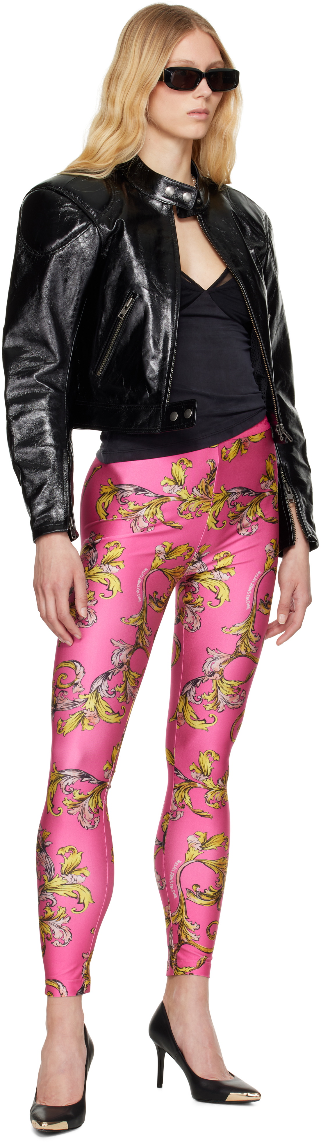 Versace Jeans Couture Pink Outline Barocco Leggings