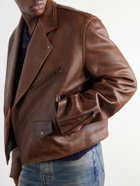 Maison Margiela - Cropped Distressed Full-Grain Leather Biker Jacket - Brown