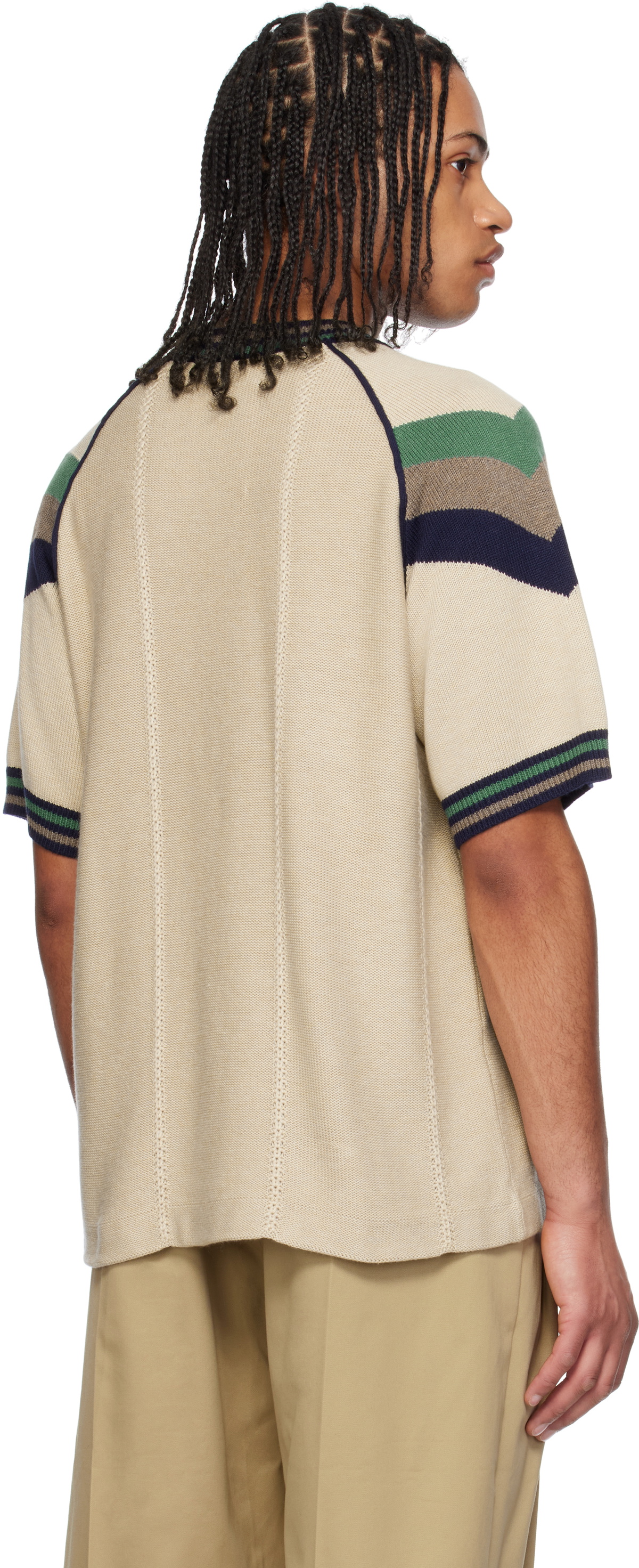 RICE NINE TEN Biege Knitting Game T-shirt