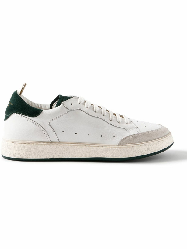 Photo: Officine Creative - The Answer 001 Distressed Suede-Trimmed Leather Sneakers - White