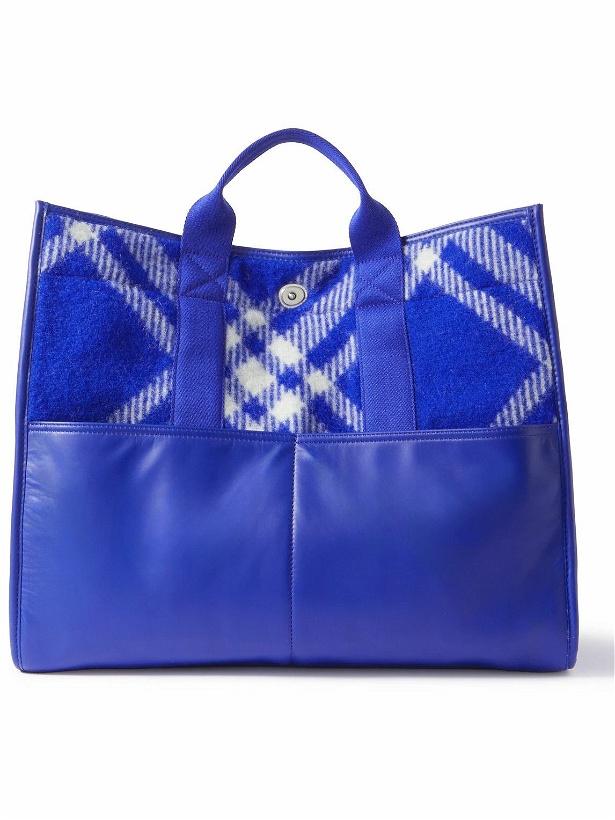 Photo: Burberry - Leather-Trimmed Checked Wool Tote Bag