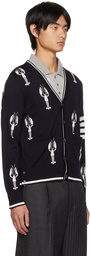 Thom Browne Navy Lobster Cardigan