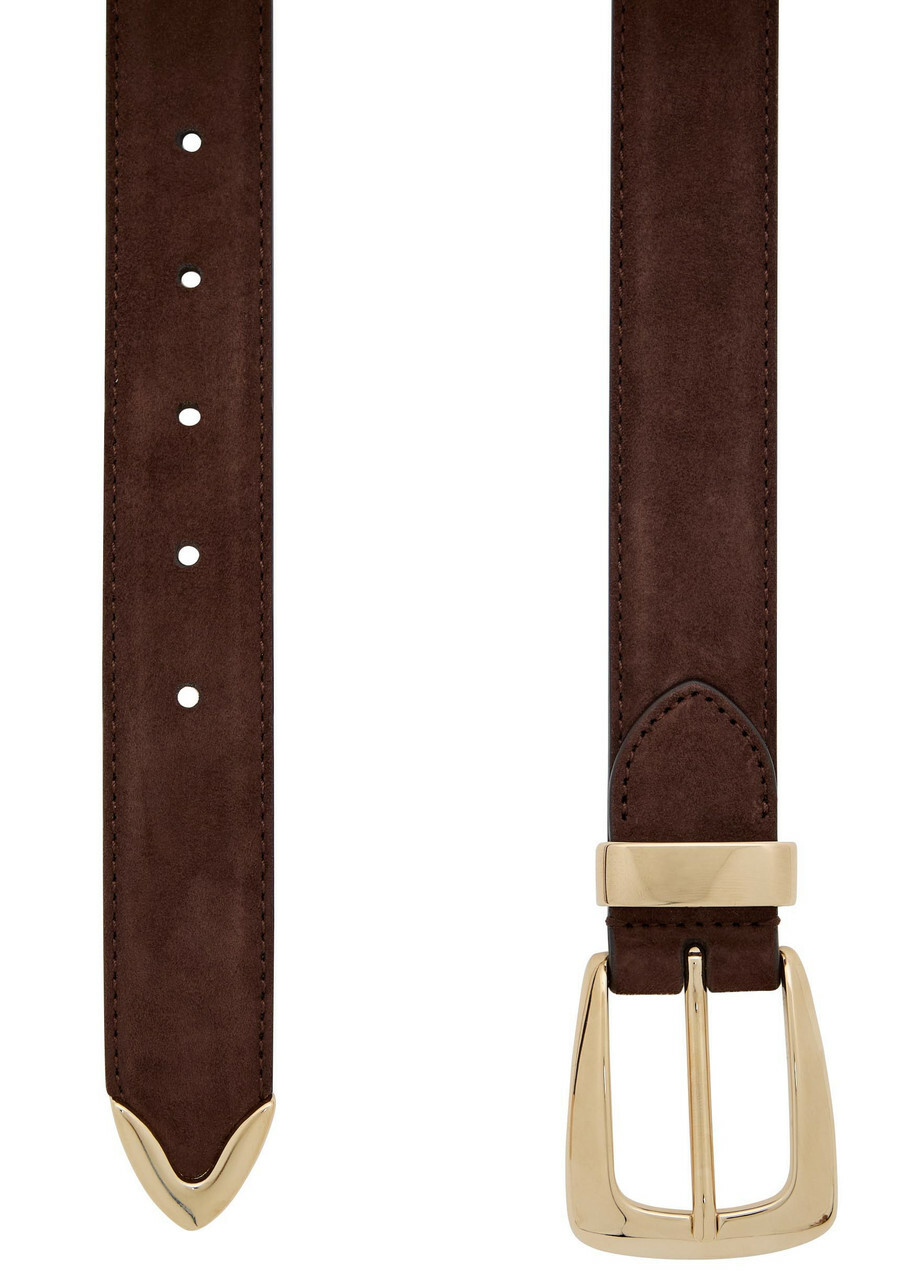 Khaite Benny Suede Belt Dark Brown