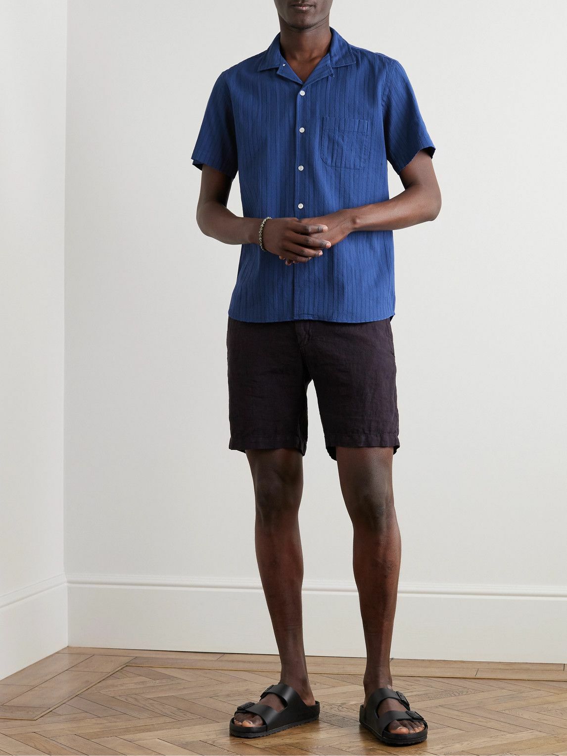 La Paz - Panama Convertible-Collar Striped Textured-Cotton Shirt - Unknown