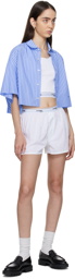 HommeGirls Blue Oversized Cropped Shirt