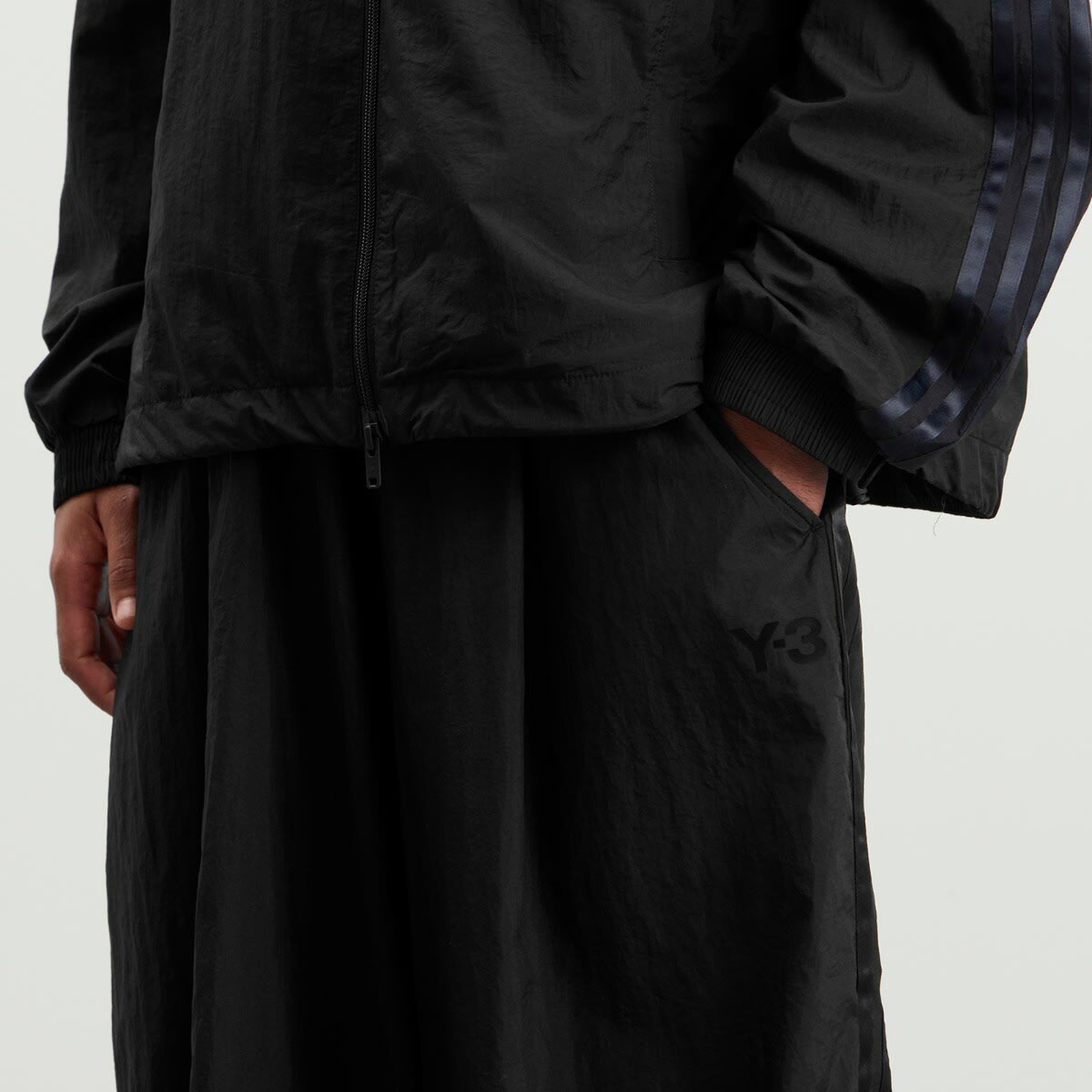 Y-3 Men's Gradient Stripes Wide Leg Trousers in Black