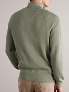 Brunello Cucinelli - Ribbed Cotton Half-Zip Sweater - Green