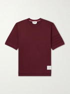 Thom Browne - Logo-Appliquéd Striped Cotton-Jersey T-Shirt - Burgundy