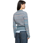 Loewe Blue Wool Cropped Jacquard Sweater
