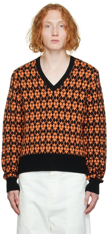 Photo: AMI Alexandre Mattiussi Black & Orange Jacquard Sweater