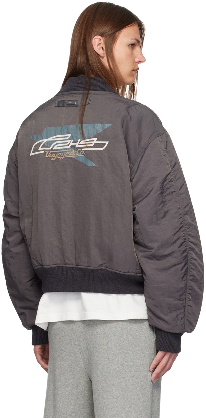 C2H4 Gray Aviation Bomber Jacket
