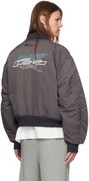 C2H4 Gray Aviation Bomber Jacket