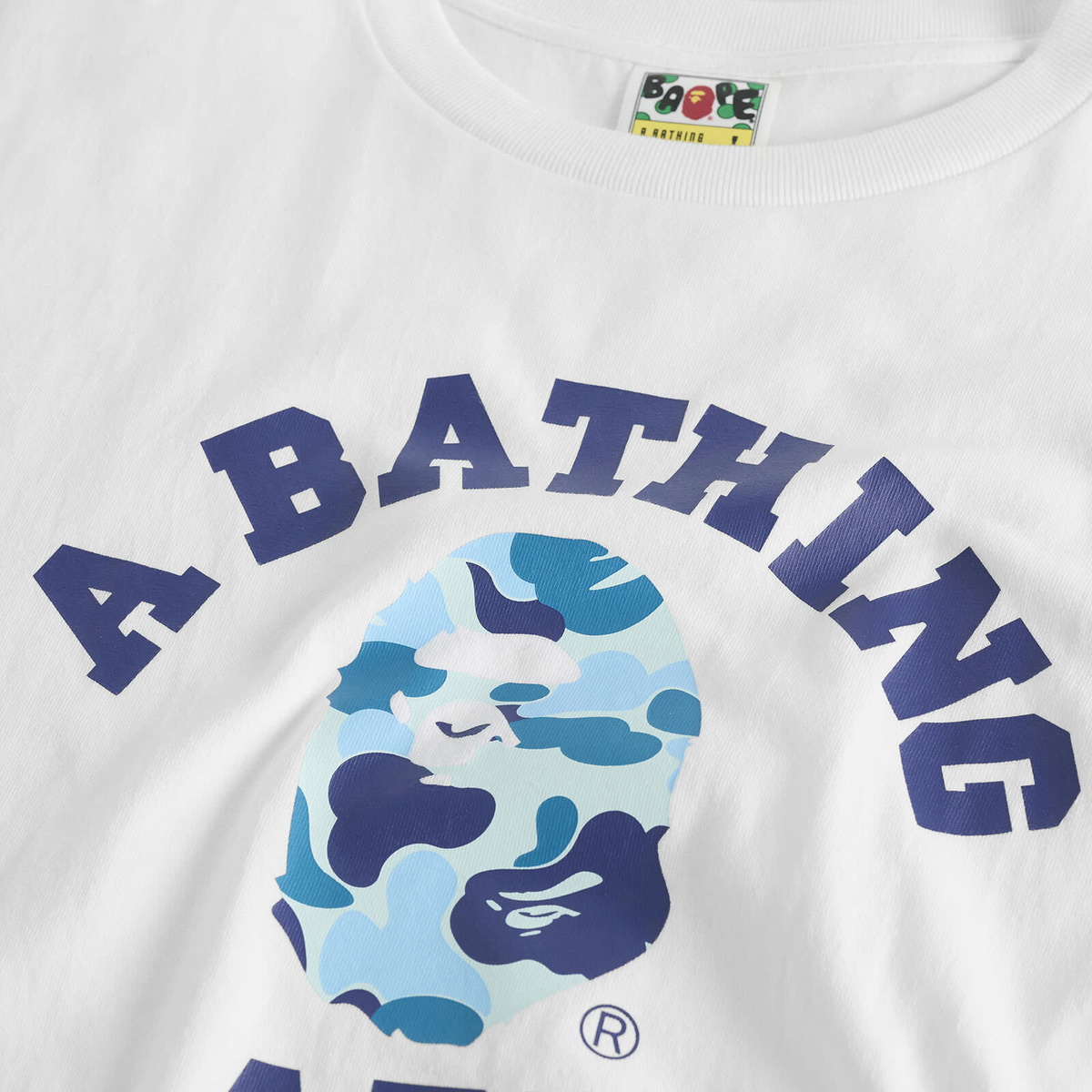 A Bathing Ape Men's Abc Camo College T-Shirt in White X Blue
