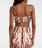 Johanna Ortiz Pleated printed linen bra top