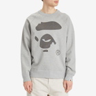 A Bathing Ape Men's Ape Face Crewneck Sweatshirt in Gray
