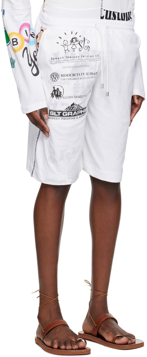 Marine Serre White Regenerated Graphic Shorts