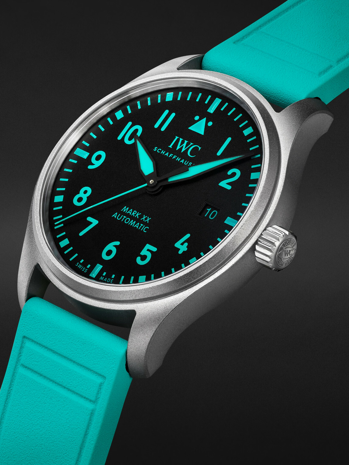 IWC Schaffhausen - Mercedes-AMG PETRONAS Formula One™ Team Pilot's Mark XX Automatic 40mm Titanium and Rubber Watch, Ref. No. IW328210