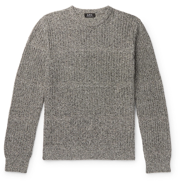 Photo: A.P.C. - Steve Ribbed Mélange Cotton and Linen-Blend Sweater - Black