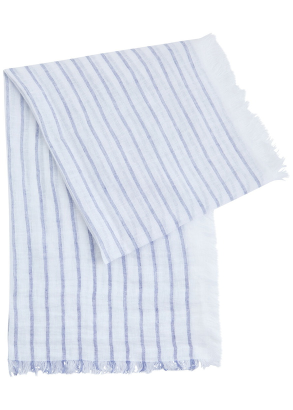 Photo: Eileen Fisher Striped Linen Scarf - Blue - One Size
