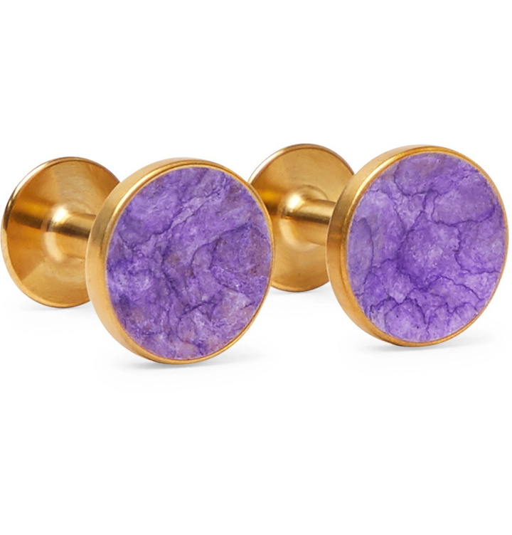 Photo: Alice Made This - Bayley Gold-Tone Prussian Patina Cufflinks - Purple