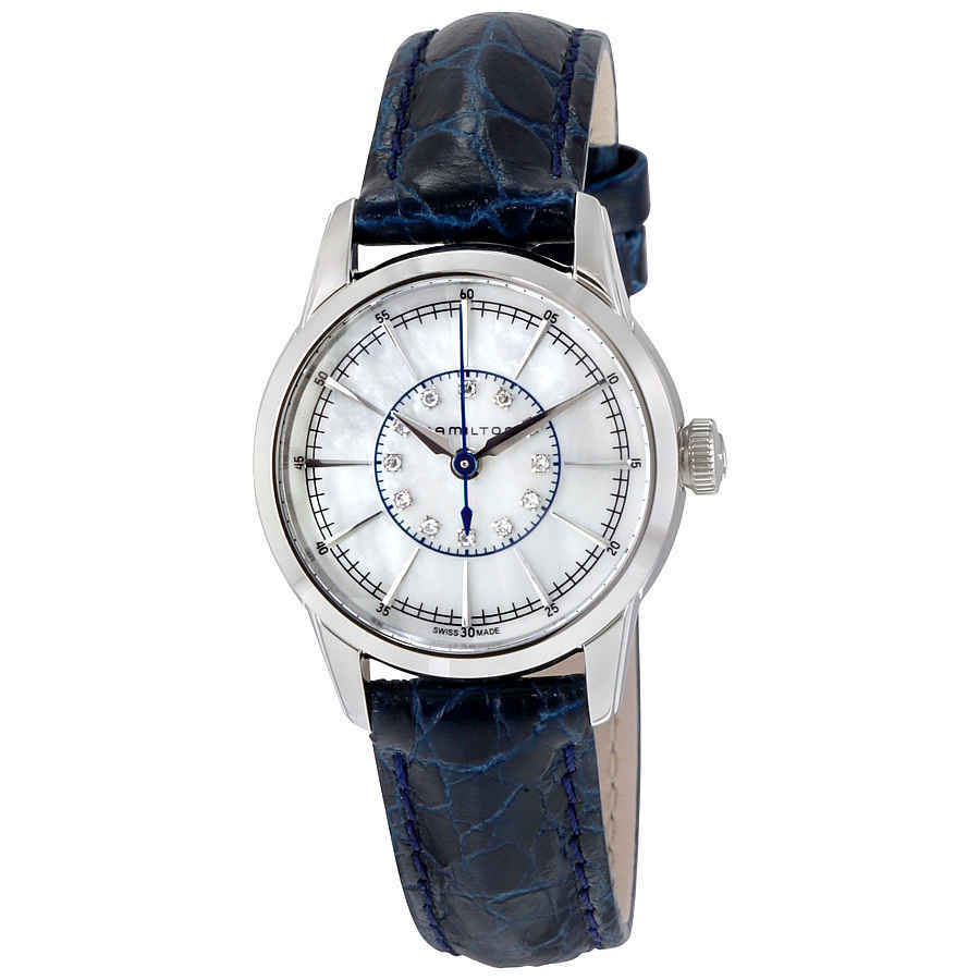 Hamilton White Mother of Pearl Dial Blue Leather Ladies Watch H40311691