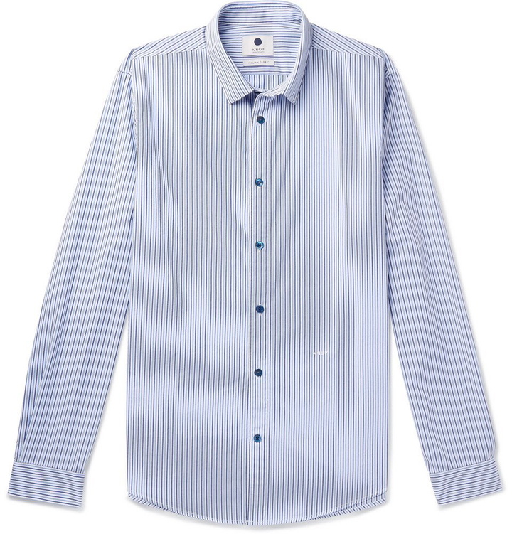 Photo: NN07 - Morgan Slim-Fit Striped Cotton Shirt - Men - Blue