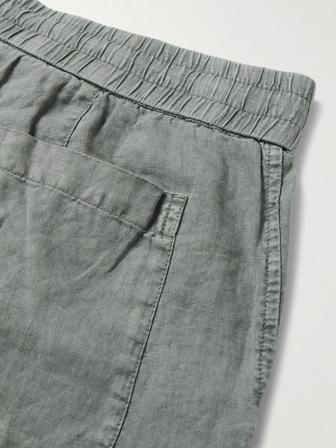 James Perse - Straight-Leg Garment-Dyed Linen Drawstring Shorts - Gray