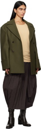REMAIN Birger Christensen Green Pleats Peacoat