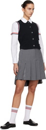 Thom Browne Navy Pique RWB Trim Sleeveless Shirt