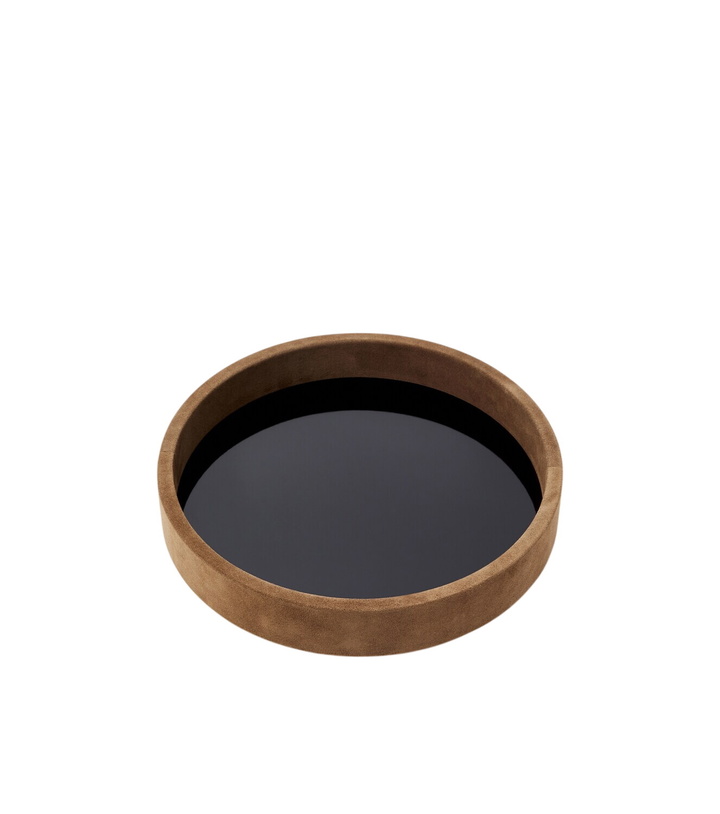 Photo: Michaël Verheyden Small suede-trimmed decorative tray