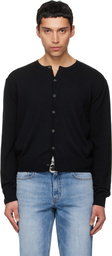 TONYWACK Black Super Fine Wool Crew-Neck Cardigan
